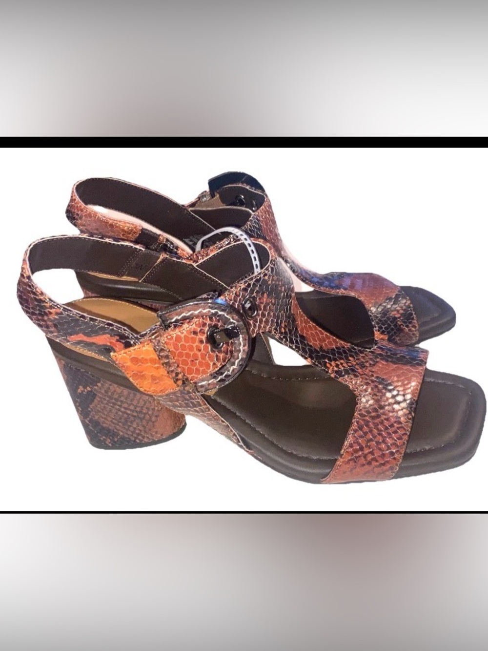 Donald Pliner Erin Snake Embossed Leather Ladies Shoes Size 9M T-Strap